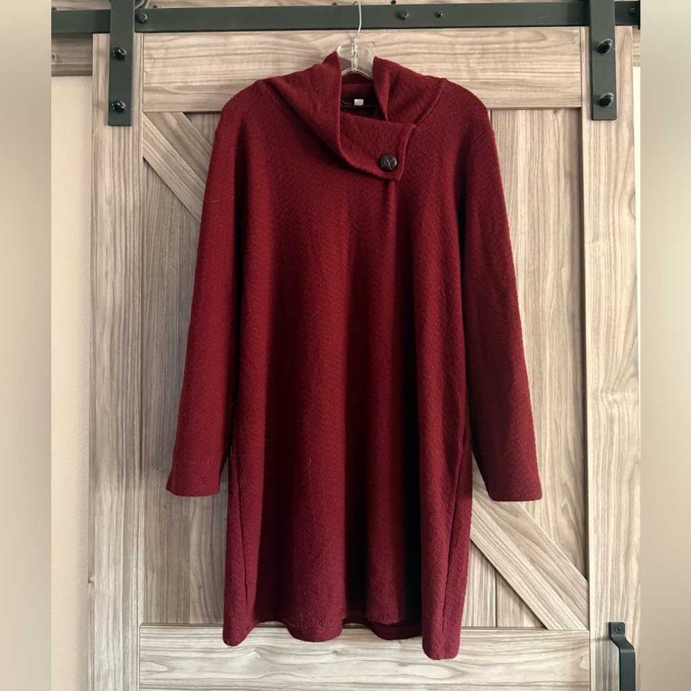 Elegant Burgundy Cowl Neck Sweater